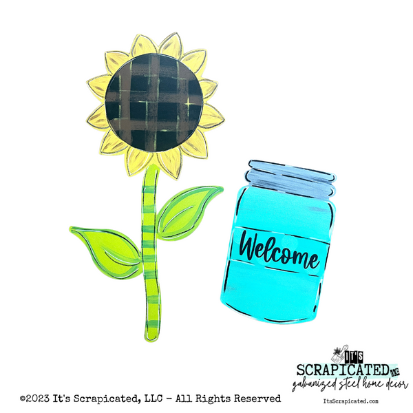 Porch Candy® - SUNFLOWER IN A MASON JAR - BUFFALO PLAID - Design Set