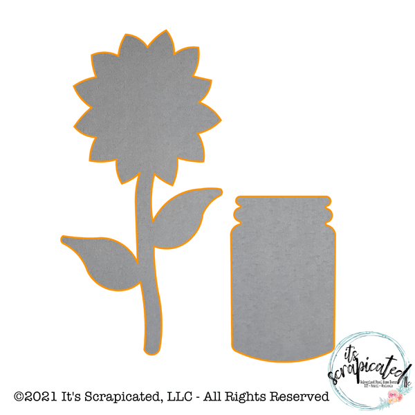 Porch Candy® - SUNFLOWER IN A MASON JAR - Bare Metal Design Set It's Scrapicated, LLC