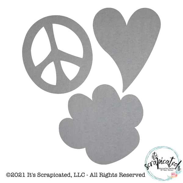 Porch Candy® - PEACE HEART PAW PRINT - Bare Metal Design Set