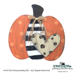 Fall Door Hanger Bubbly Pumpkin With Heart Striped Pumpkin with Leopard Heart