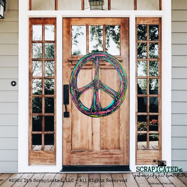 Summer Door Hanger Colorful Stripe Peace Sign