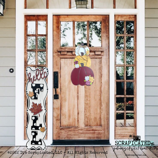 Porch Candy® Fall Changeable Porch Sign Hello Fall Leaf Black Polka Dot