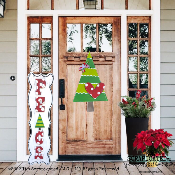 Christmas Door Hanger Peace Christmas Tree 2 Piece