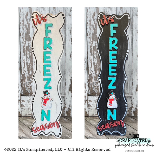 Porch Candy® Winter Changeable Porch Sign Freezin Season Snowman Red & Teal