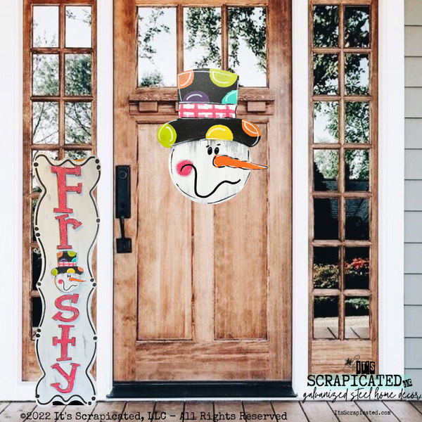 Porch Candy® Christmas Winter Changeable Porch Sign Frosty Pink