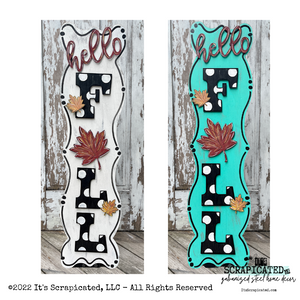Porch Candy® Fall Changeable Porch Sign Hello Fall Leaf Black Polka Dot