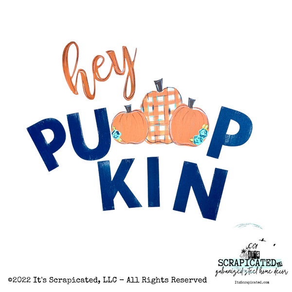 Porch Candy® Fall Changeable Porch Sign Hey Pumpkin (Navy) Pumpkins