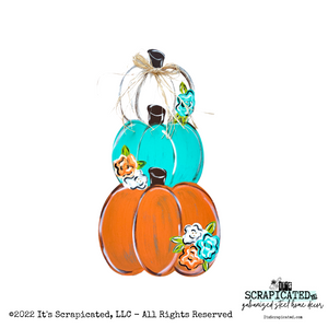 Fall Door Hanger Pumpkin Tower Cream, Teal, Orange