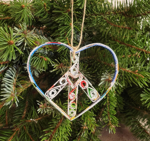 Heart Peace Ornament - Recycled Paper