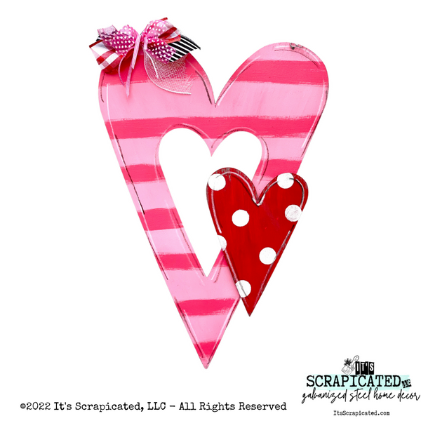 Valentine's Day Door Hanger Cutout Heart - Pink Stripes