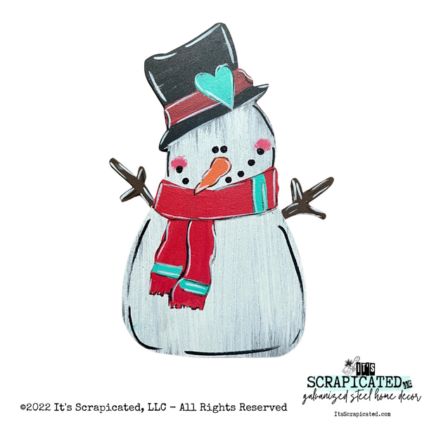 Winter Door Hanger Snowman with Arms Red & Teal