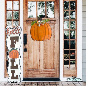 Porch Candy® Fall Changeable Porch Sign Hello Fall Pumpkin Brown
