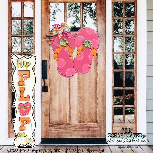 Summer Door Hanger Flip Flops Orange and Pink