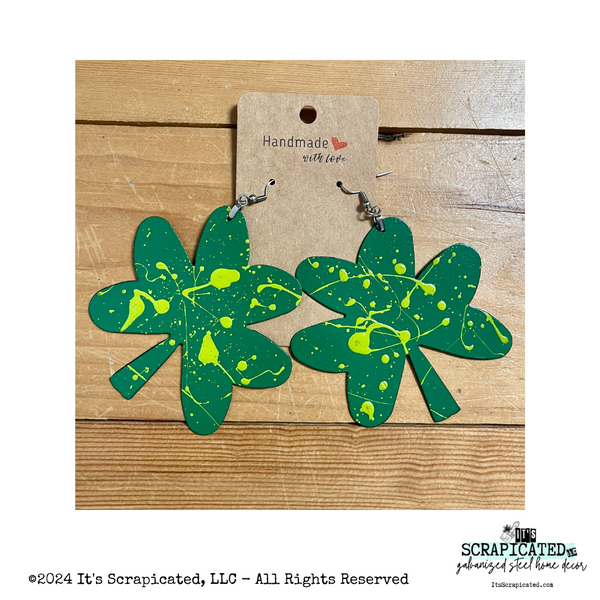 Shamrock Earrings - Green with Lime Splatter