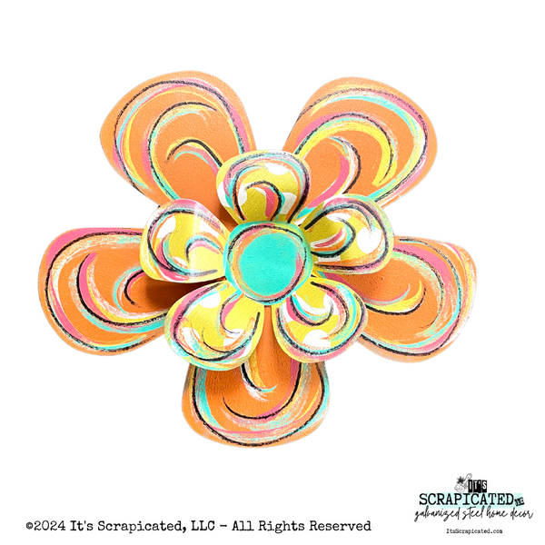 12 Inch Hanging Welcome Flower - Orange, Sunflower & Teal