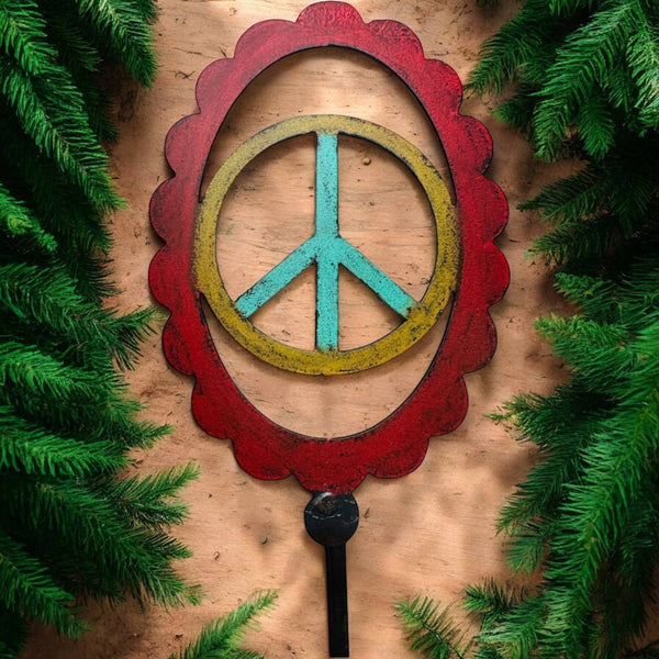 Vintage Peace Sign lawn stake metal plant stake hippie cute
