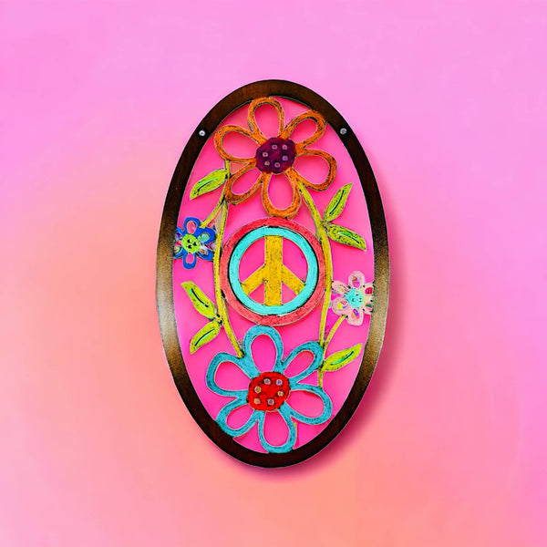 Peace Sign Wall Sign Flower garden hippie gifts unique eco