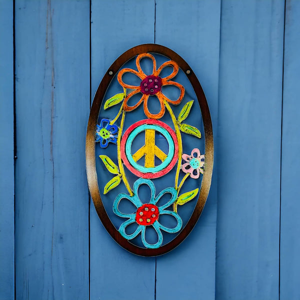 Peace Sign Wall Sign Flower garden hippie gifts unique eco