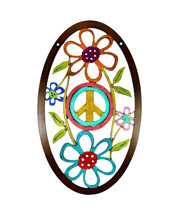 Peace Sign Wall Sign Flower garden hippie gifts unique eco
