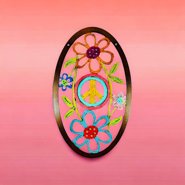 Peace Sign Wall Sign Flower garden hippie gifts unique eco