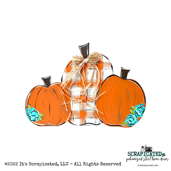 Fall Door Hanger 3 Pumpkins Orange