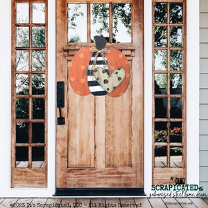 Fall Door Hanger Bubbly Pumpkin With Heart Striped Pumpkin with Leopard Heart