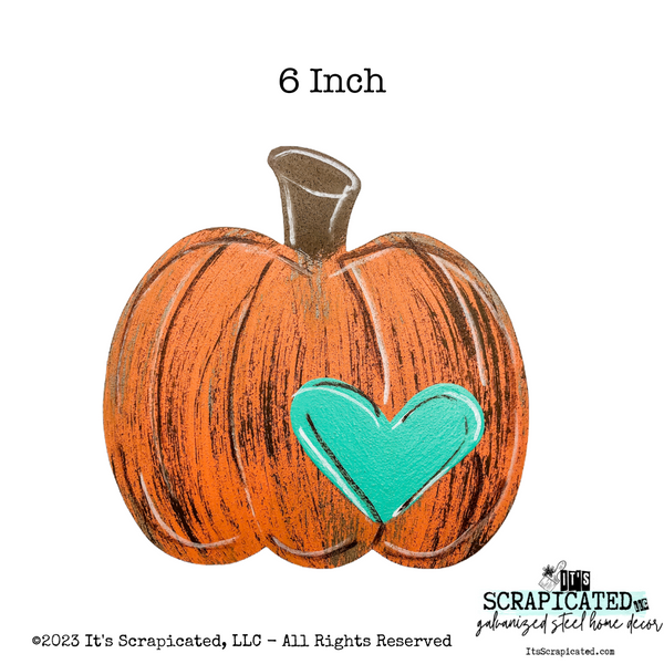 Fall Door Hanger Bubbly Pumpkin with Heart - Orange & Teal 