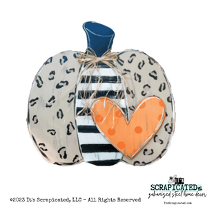 Fall Door Hanger Bubbly Pumpkin with Heart - Leopard Pumpkin with Dotted Heart
