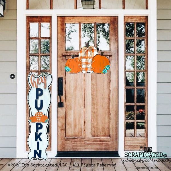 Fall Door Hanger 3 Pumpkins Orange