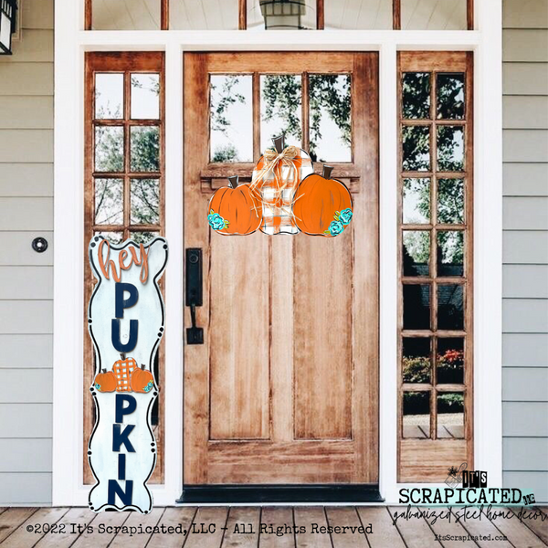 Porch Candy® Fall Changeable Porch Sign Hey Pumpkin (Navy) Pumpkins