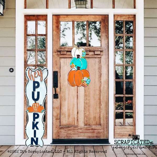 Porch Candy® Fall Changeable Porch Sign Hey Pumpkin (Navy) Pumpkins