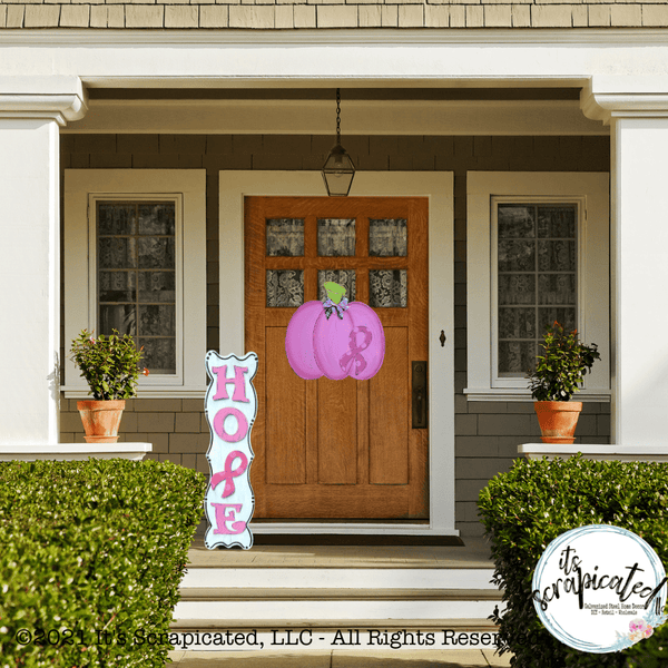 Door Hanger Bubbly Pumpkin Breast Cancer Awareness