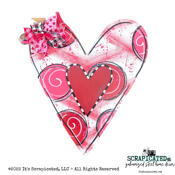 Valentine's Day Door Hanger - Layered Heart Whimsical Polka Dot Red