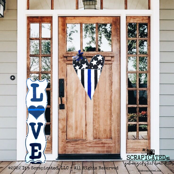 First Responder Door Hanger First Responder Skinny Heart Flag
