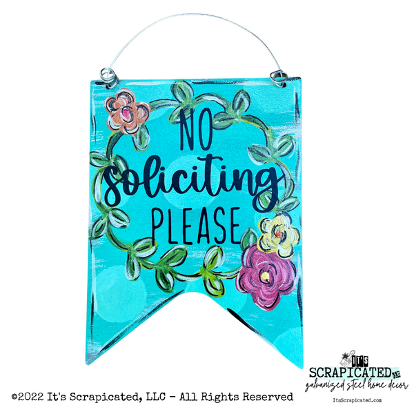 8 Inch No Soliciting Sign - Teal