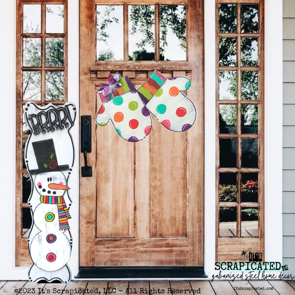 Winter Door Hanger Mittens Colorful Dots & Stripes