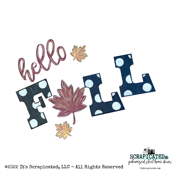 Porch Candy® Fall Changeable Porch Sign Hello Fall Leaf Black Polka Dot