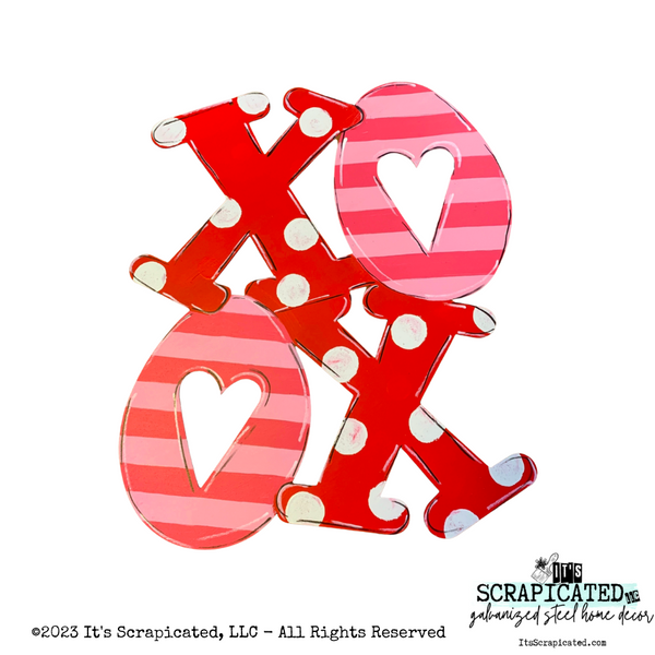 Valentine's Day Door Hanger XOXO - Pink Stripe & Red Polka Dot